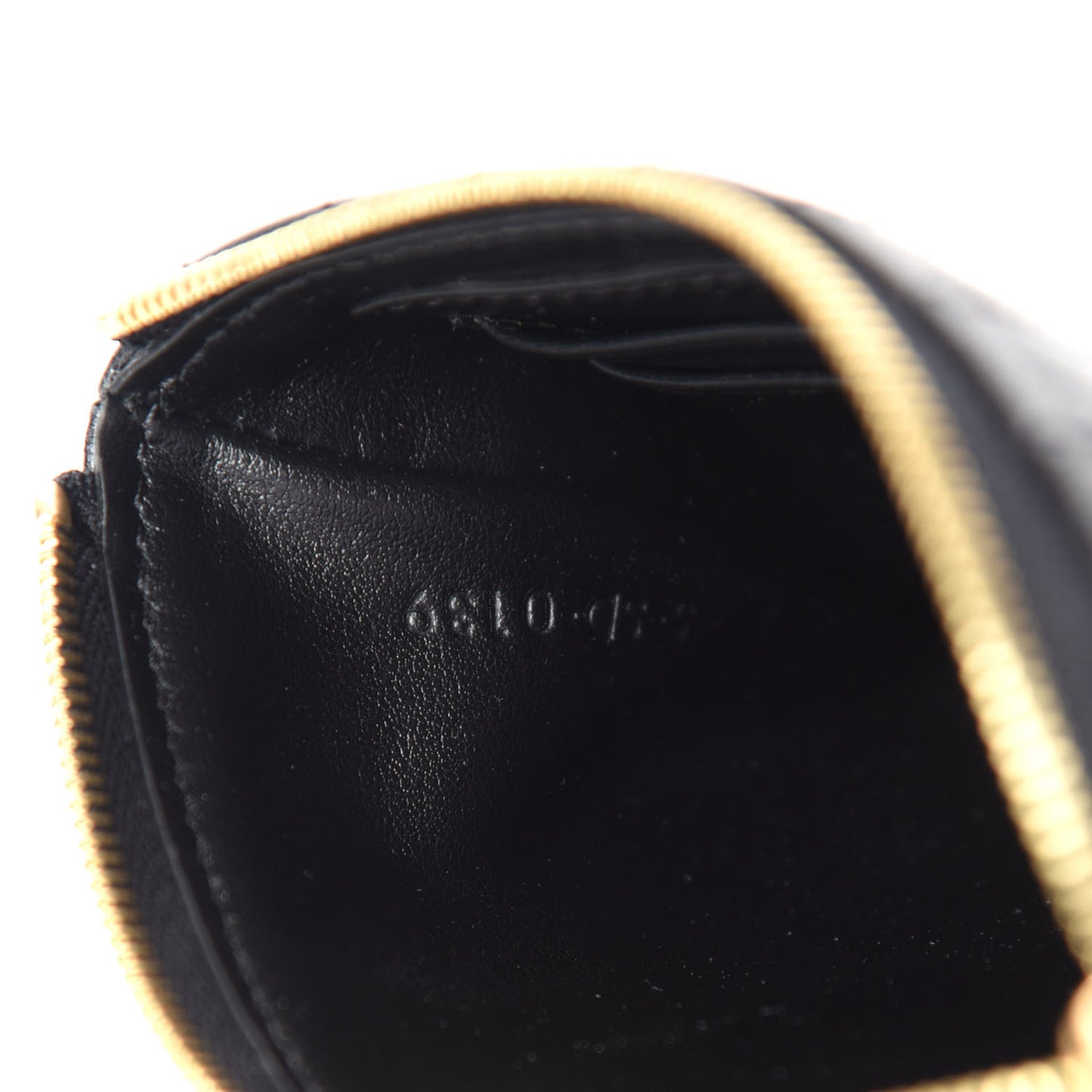 Calfskin Quilted C Charm Coin Card Pouch Black