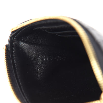 Celine Calfskin Quilted C Charm Coin Card Pouch Black 8 of 8