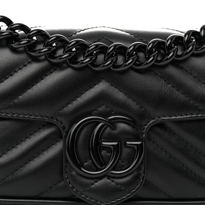 Gucci Calfskin Matelasse Monochrome GG Marmont Chain Belt Bag Black 7 of 9