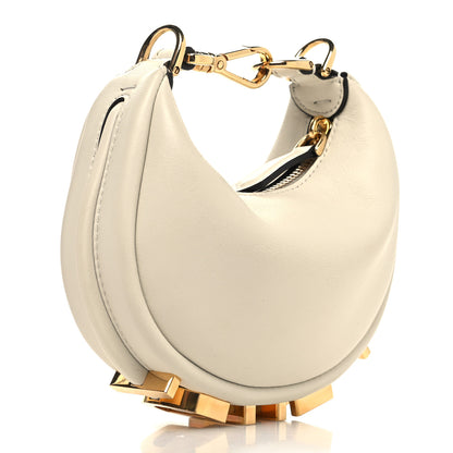 Fendi Vitello Grace Matte Nano Fendigraphy Hobo Charm White Ice 3 of 11