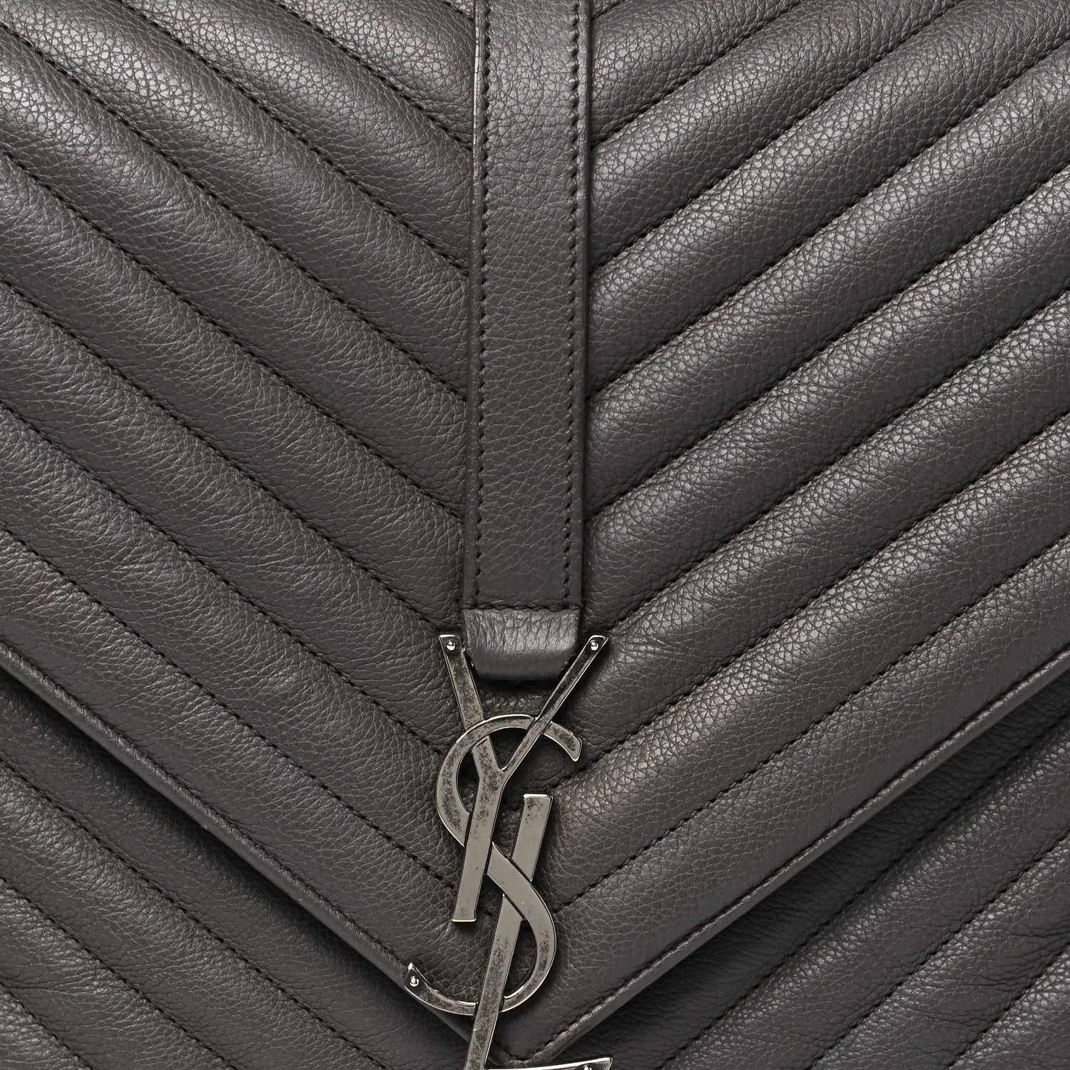 Saint Laurent Sheepskin Matelasse Chevron Monogram Large College Satchel Dark Anthracite 8 of 13