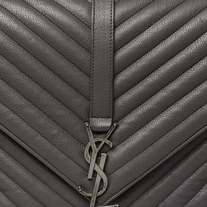 Saint Laurent Sheepskin Matelasse Chevron Monogram Large College Satchel Dark Anthracite 8 of 13