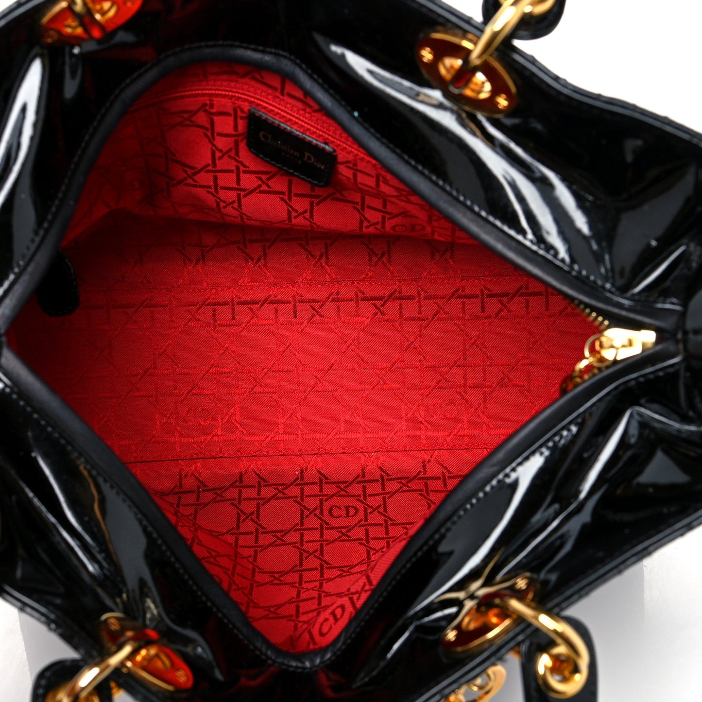Patent Cannage Large Lady Dior Black