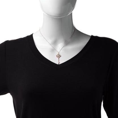 Tiffany 18K Rose Gold Diamond Large Victoria Key Pendant Necklace 2 of 7