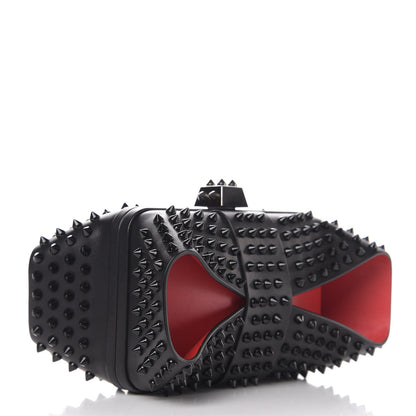 Christian Louboutin Calfskin Spikes Grandotto Clutch Black Red 3 of 6