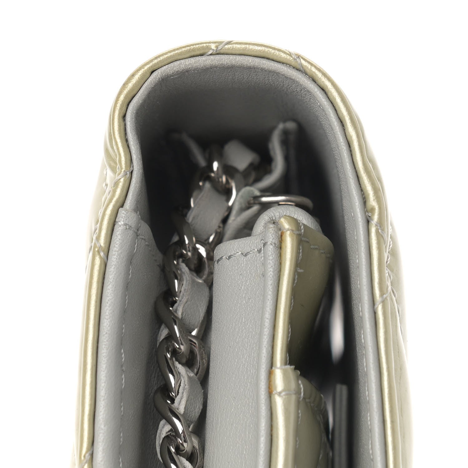 Chanel Patent Quilted Brilliant Wallet On Chain WOC Silver 13 of 14