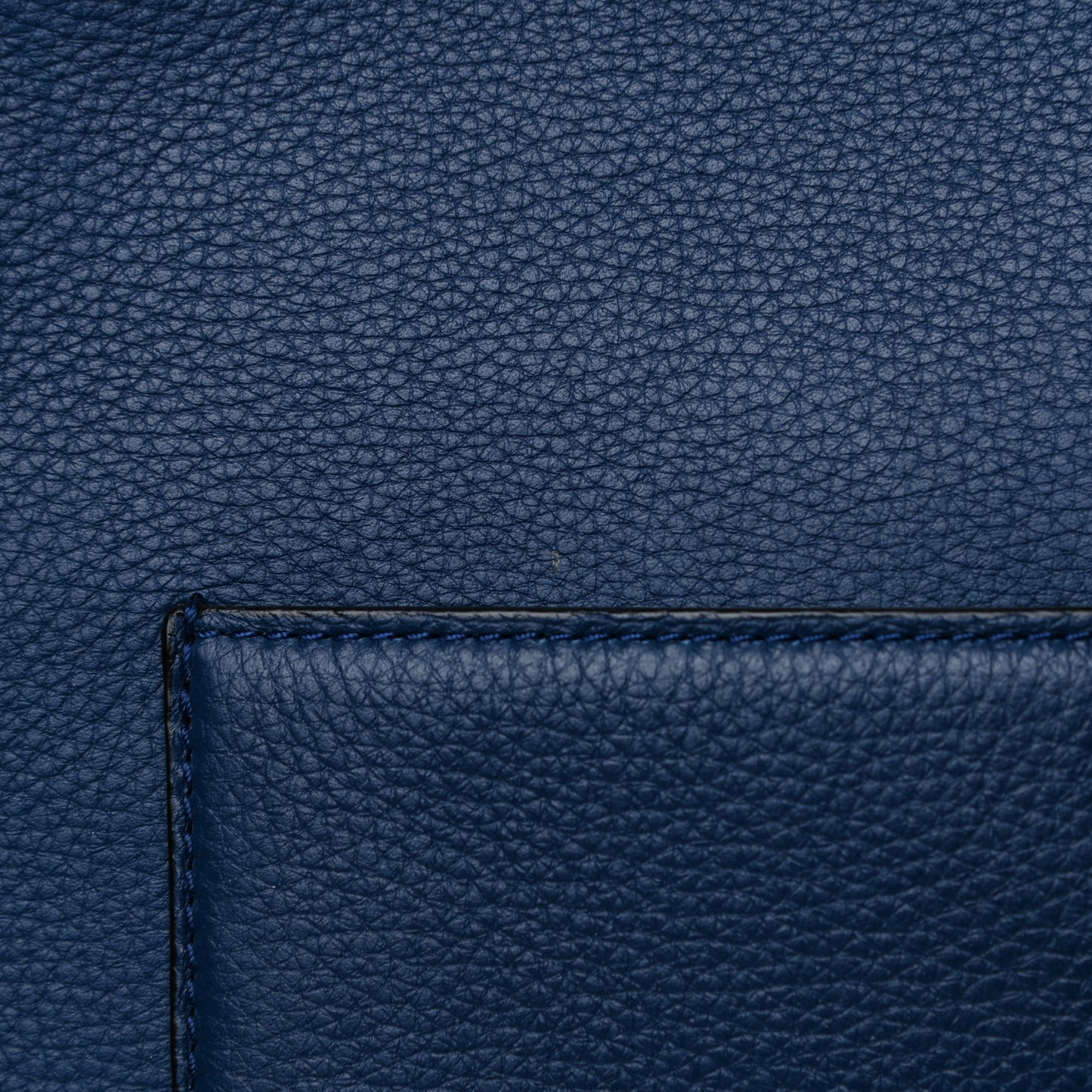 Drummed Calfskin Medium Edge Shoulder Bag Ocean Blue