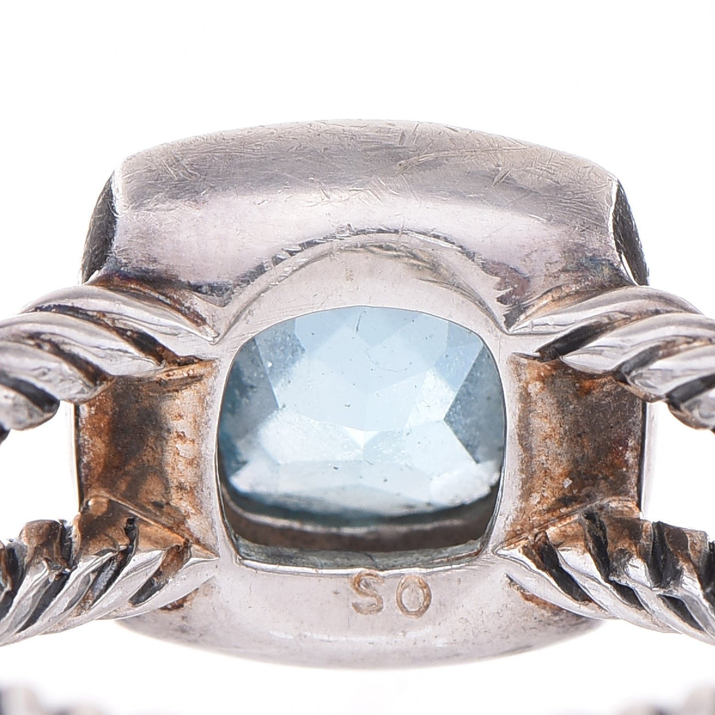 Sterling Silver Blue Topaz Sapphire 7mm Petite Cable Candy Ring 55 7.25