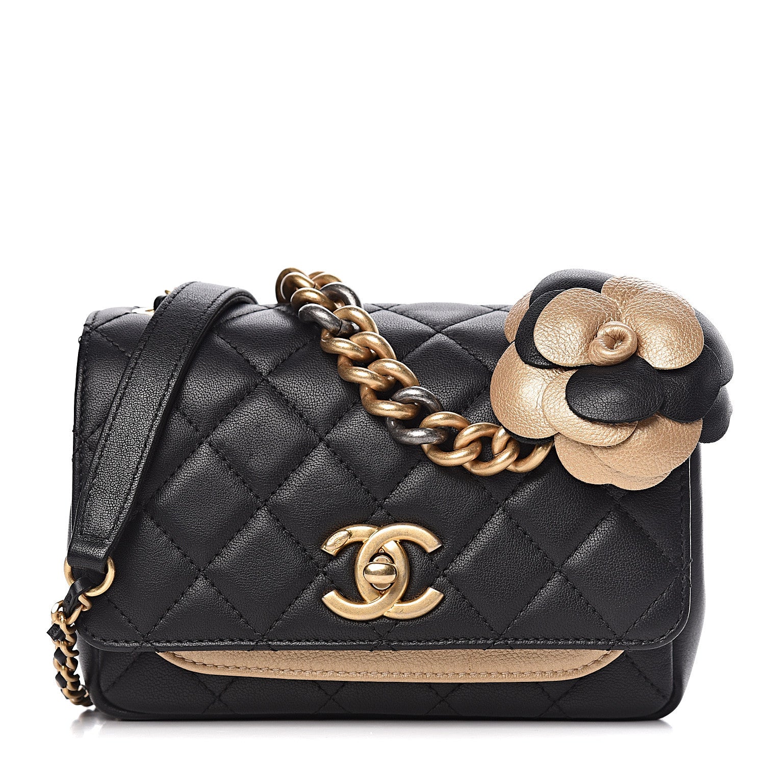 Chanel Lambskin Quilted Small Camellia Flower Flap Black 1 of 11