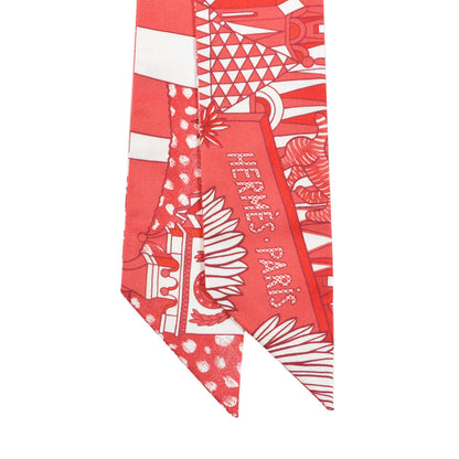 Hermes Silk Animapolis Twilly Rouge White 2 of 4