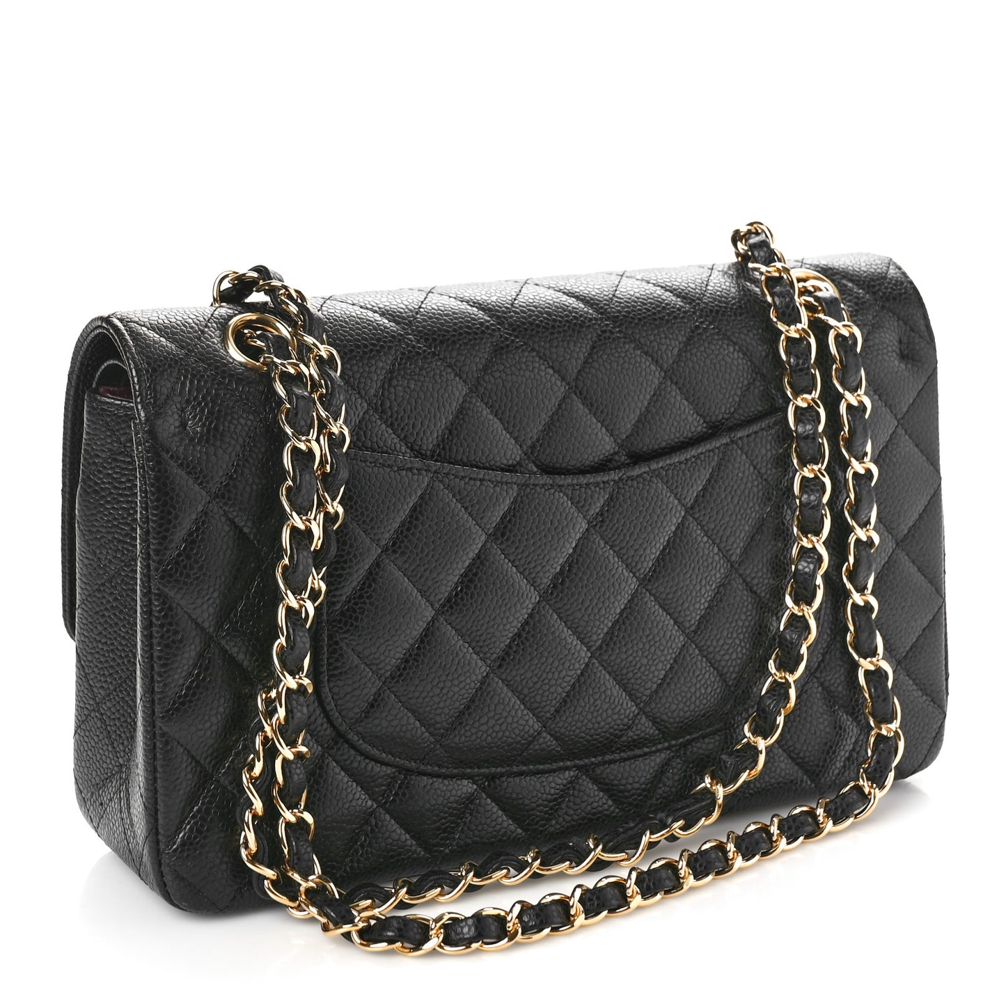 Caviar Quilted Medium Double Flap Black