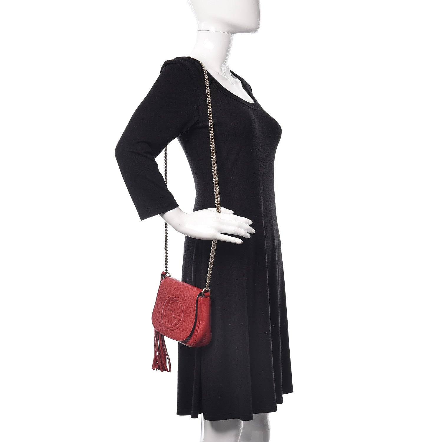 Gucci Pebbled Calfskin Small Soho Flap Crossbody Red 2 of 11