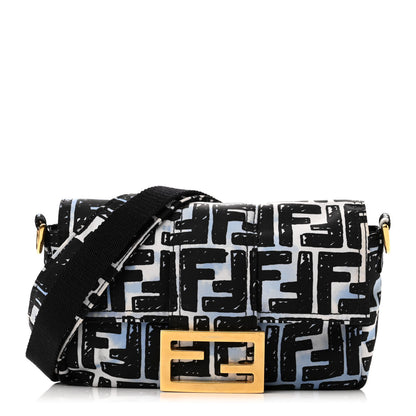 Fendi X JOSHUA VIDES Nylon FF Cloudy Mini Belt Baguette Bag White Celeste Black 1 of 9
