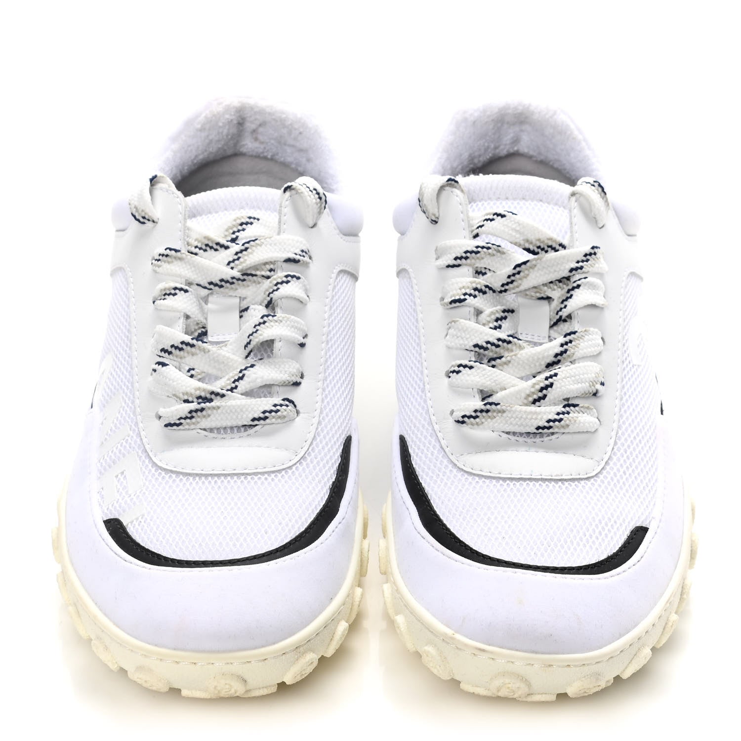 Chanel Calfskin Mesh Lycra Womens Logo Sneakers 39 White 5 of 16