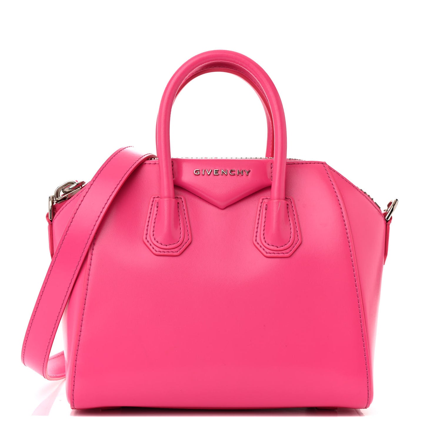 Shiny Lord Calfskin Mini Antigona Shocking Pink
