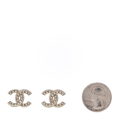 Chanel Crystal Timeless CC Earrings Light Gold 2 of 5