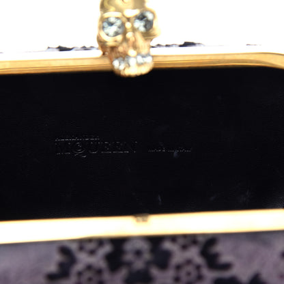 Alexander McQueen Baroque Print Calf Hair Skull Box Clutch Black 6 of 7
