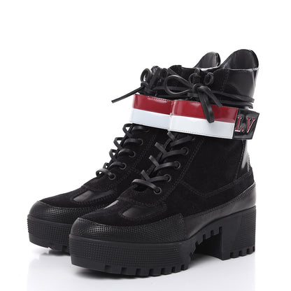 Louis Vuitton Suede Calfskin Laureate Platform Desert Boots 37.5 Black 3 of 8