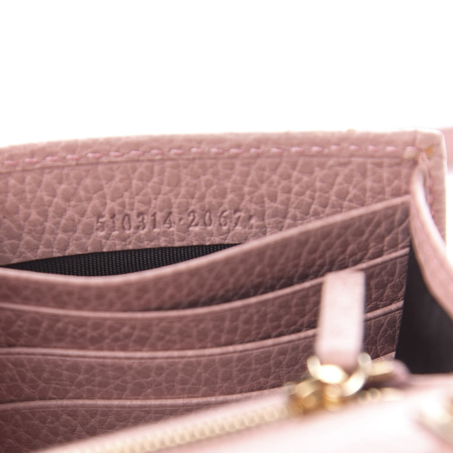 Dollar Calfskin Interlocking G Chain Wallet Soft Pink
