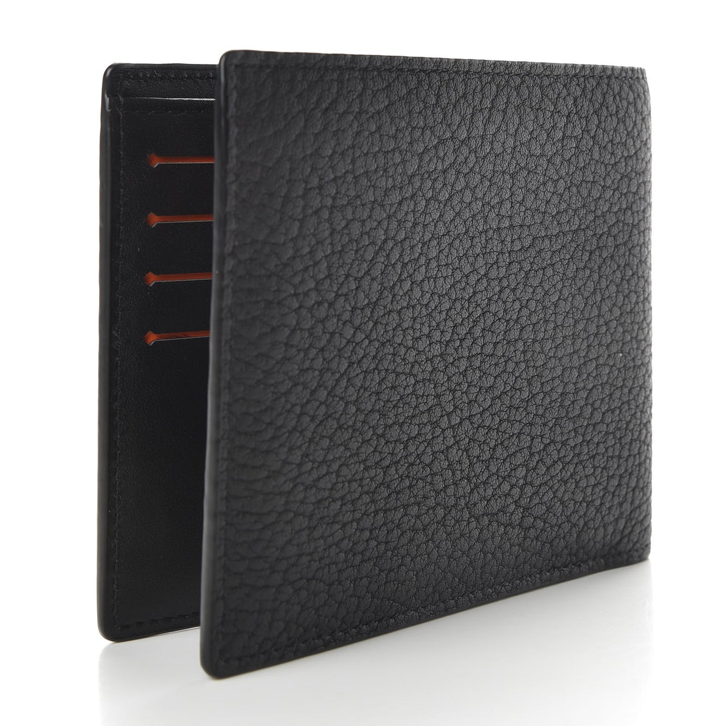 Grained Calfskin Logo Bi-Fold Wallet Black