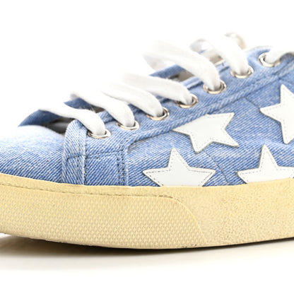 Saint Laurent Denim Calfskin Star Court Sneakers 37 Blue 12 of 16