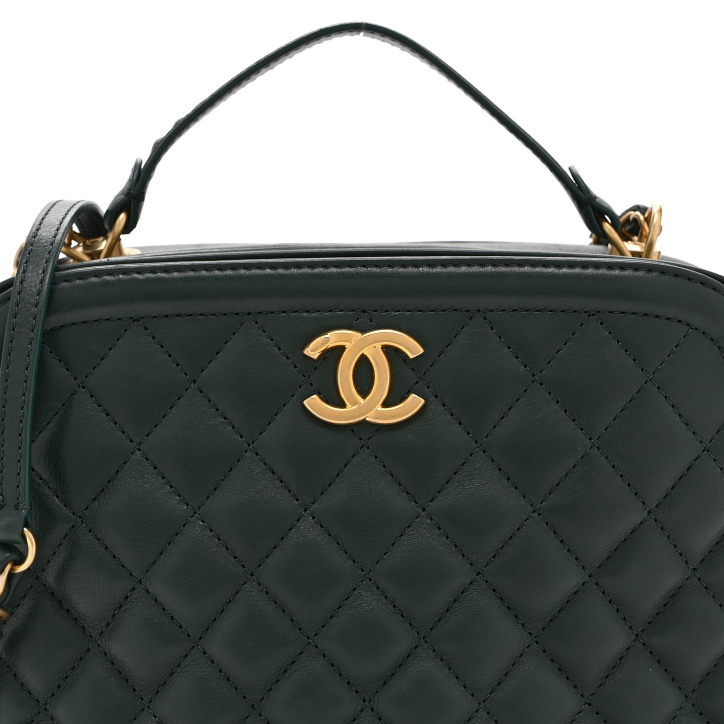 Calfskin Quilted CC Medium Vanity Case Green