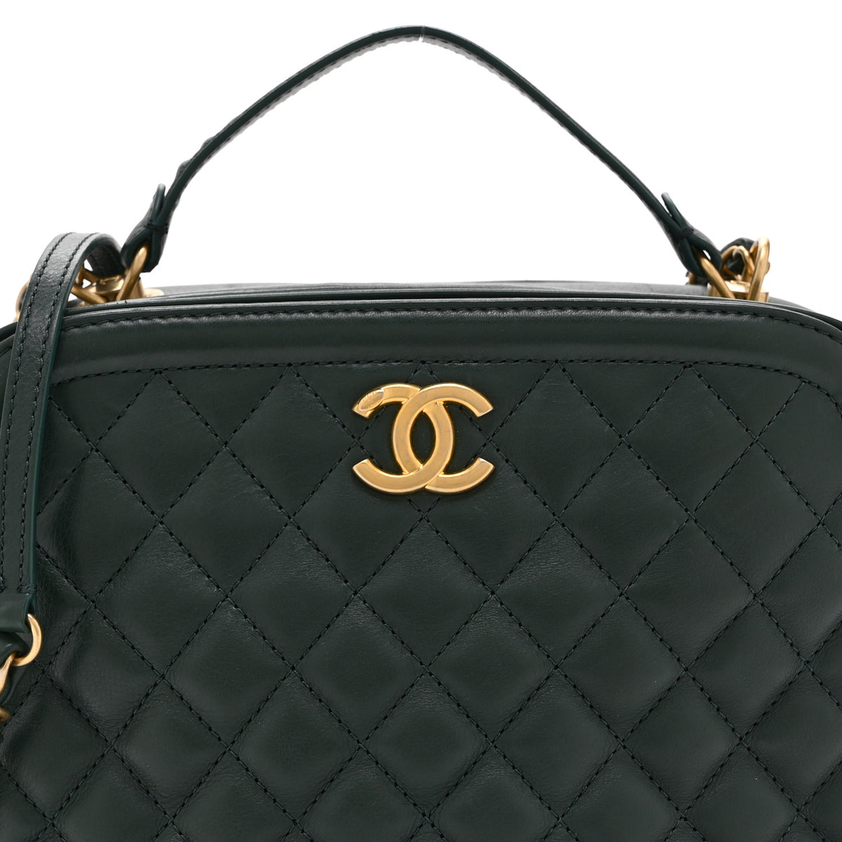Chanel Calfskin Quilted CC Medium Vanity Case Green 8 of 10