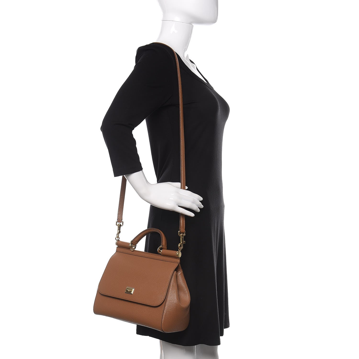 Dolce & Gabbana Dauphine Calfskin Medium Miss Sicily Satchel Caramello 2 of 9