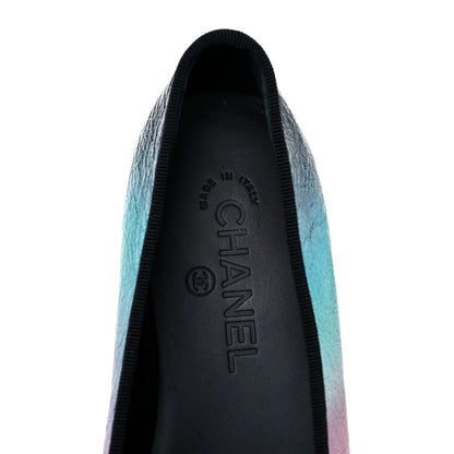 Chanel Laminated Calfskin Grosgrain Cap Toe CC Ballerina Flats 39.5 Multicolor Black 7 of 8