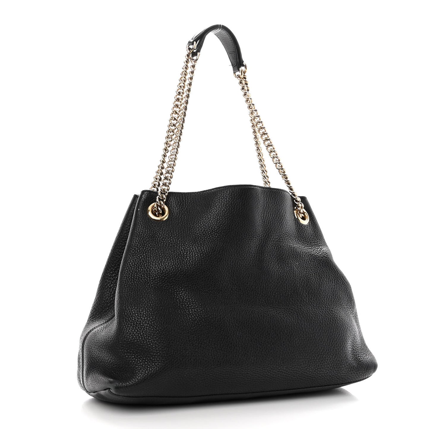 Pebbled Calfskin Medium Soho Chain Shoulder Bag Black