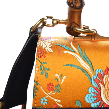 Gucci Satin Calfskin Bamboo Web Tokyo Print Medium Dionysus Top Handle Bag Giallo Multicolor Blue Agata Hibiscus Red 9 of 12