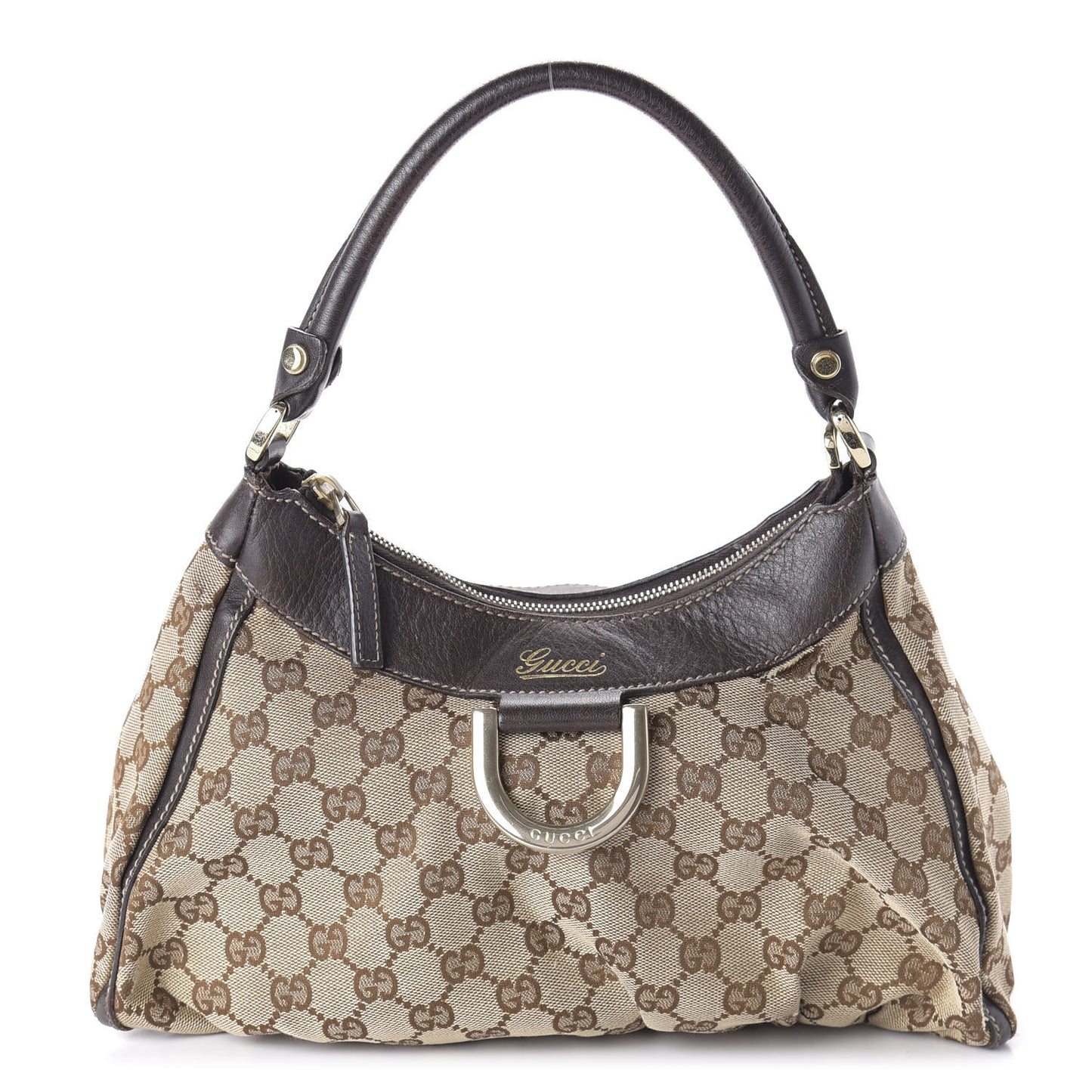 Monogram Medium D Gold Ring Hobo Dark Brown