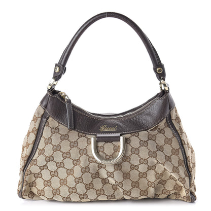 Gucci Monogram Medium D Gold Ring Hobo Dark Brown 1 of 11