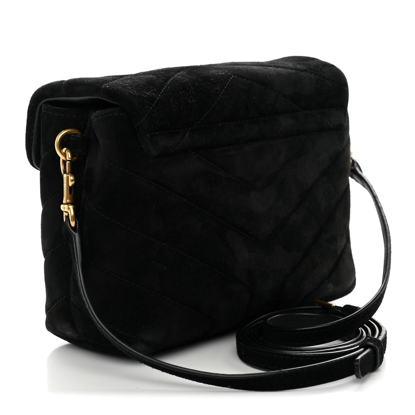 Suede Y Quilted Monogram Toy Loulou Crossbody Bag Black