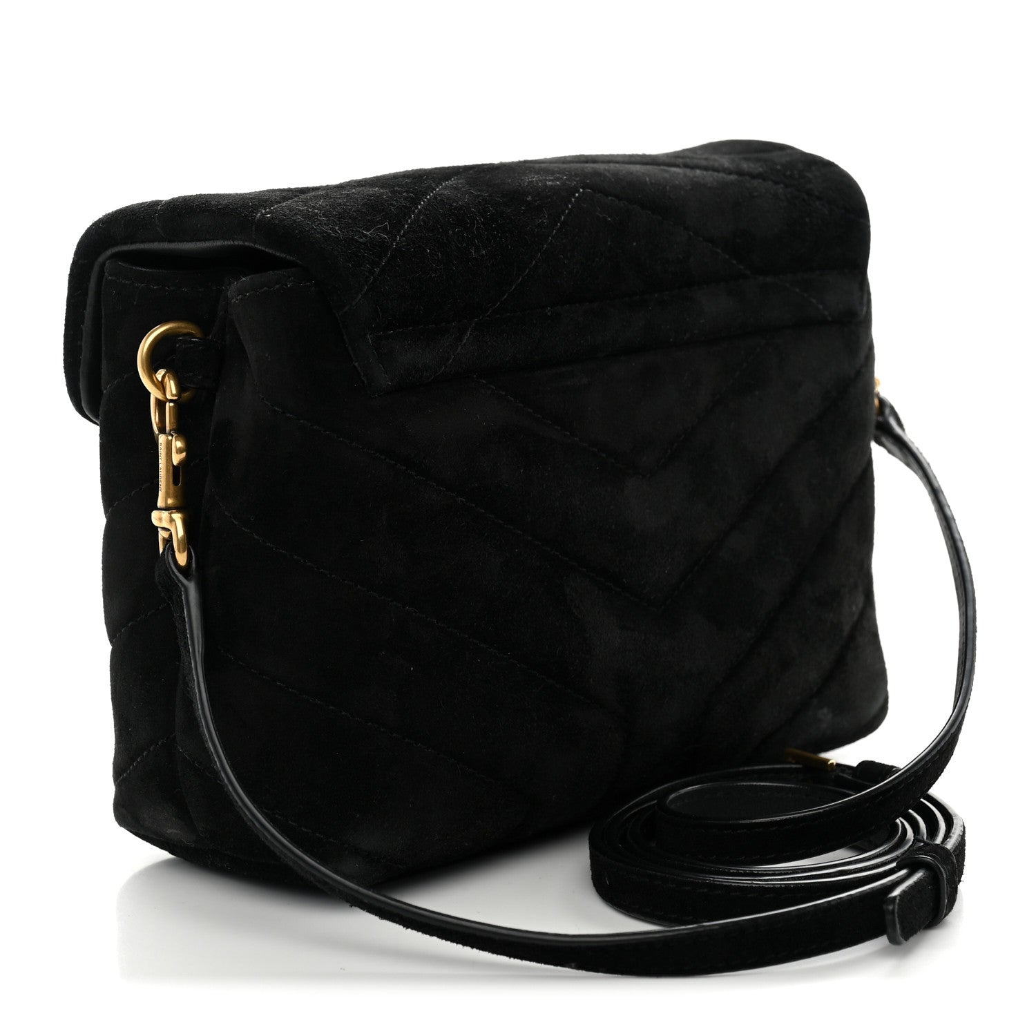 Saint Laurent Suede Y Quilted Monogram Toy Loulou Crossbody Bag Black 2 of 11