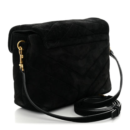 Saint Laurent Suede Y Quilted Monogram Toy Loulou Crossbody Bag Black 2 of 11