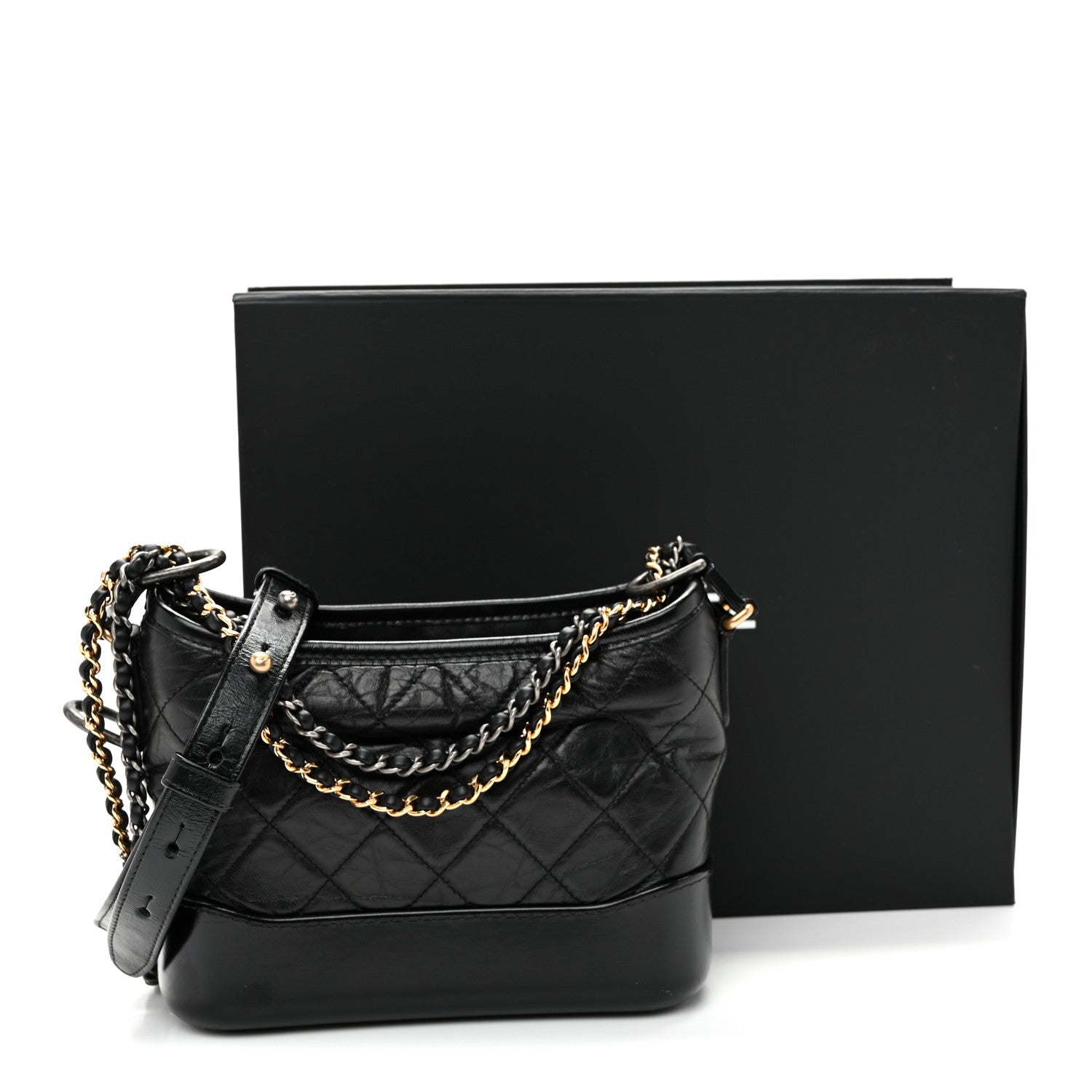 Chanel Aged Calfskin Quilted Small Gabrielle Hobo Black 12 of 12