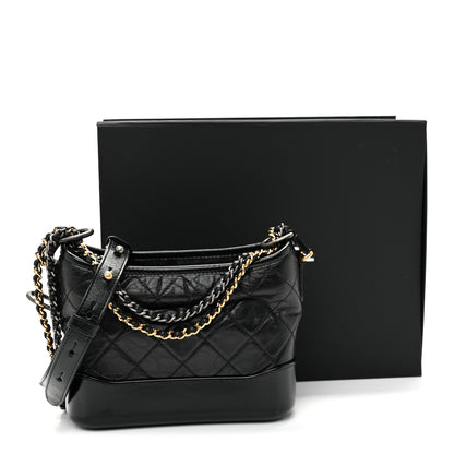 Chanel Aged Calfskin Quilted Small Gabrielle Hobo Black 12 of 12