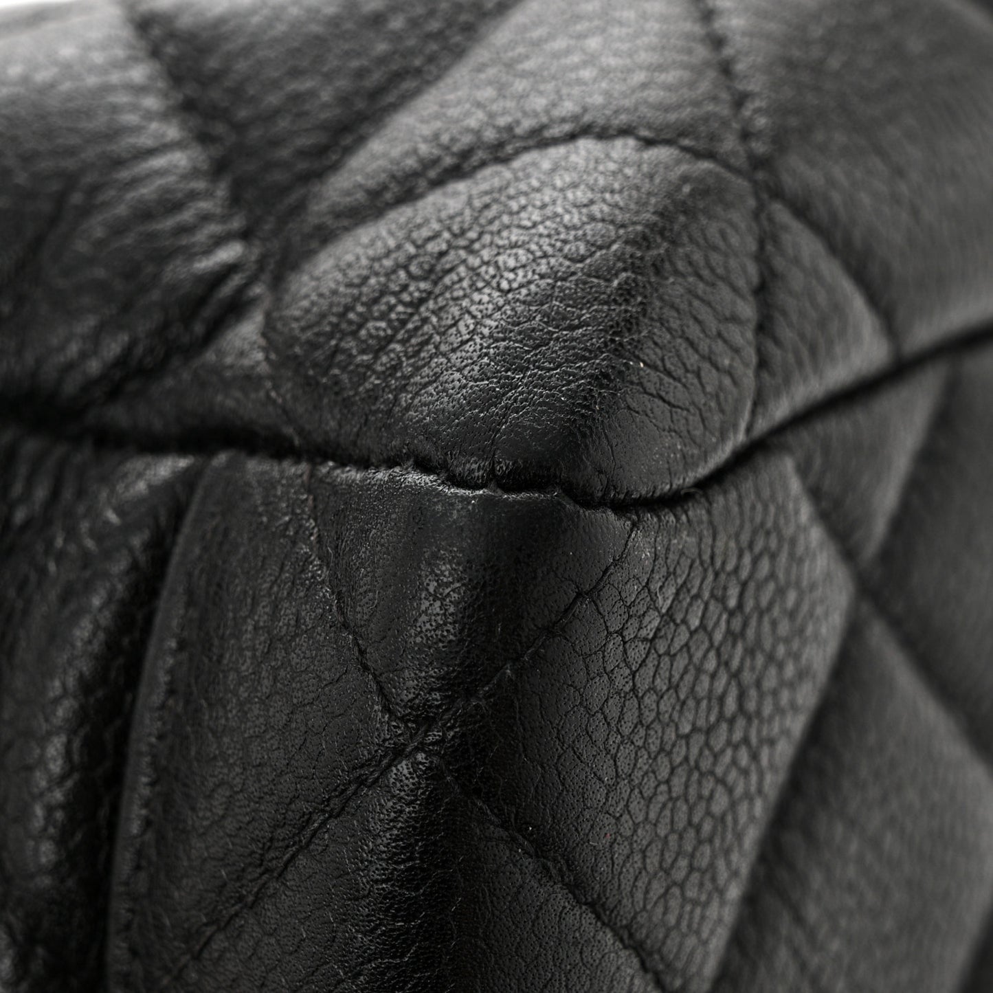 Caviar Quilted Shopping Tote Black