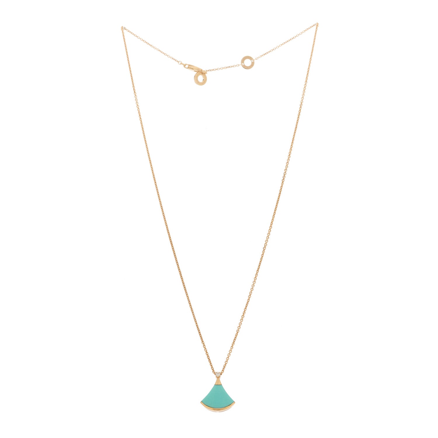 Bulgari 18K Rose Gold Diamond Turquoise Divas' Dream Pendant Necklace 3 of 7