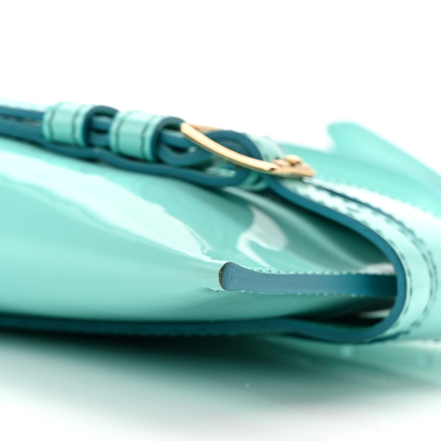 Patent Bridle Calfskin Parmoor Clutch Bag Turquoise