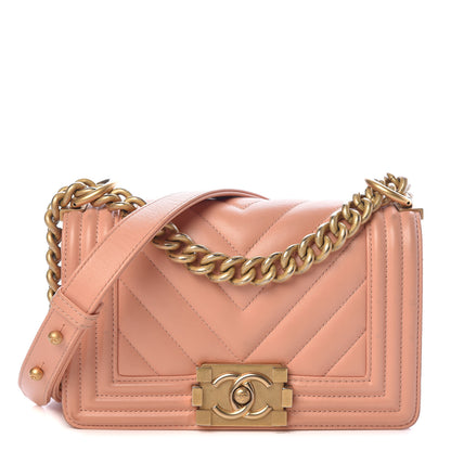 Chanel Calfskin Chevron Quilted Small Boy Flap Light Orange 1 of 20