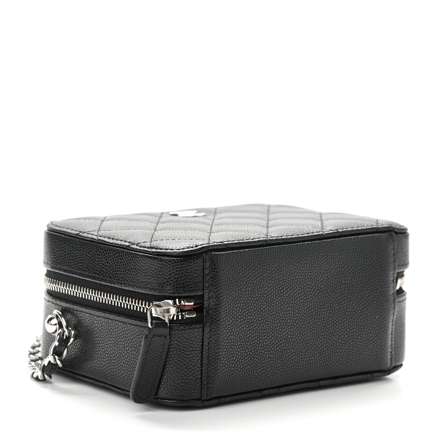 Caviar Quilted CC Vanity Case With Chain Black