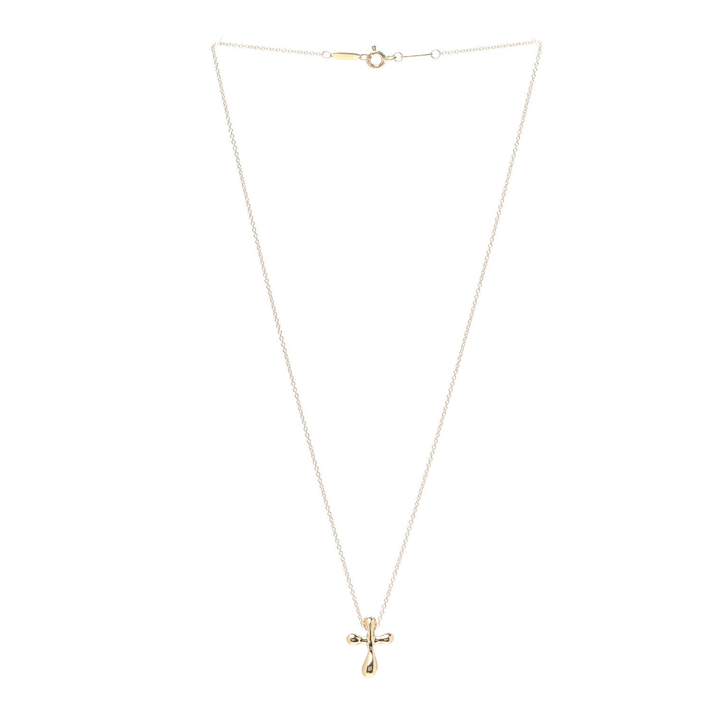 18K Yellow Gold 12mm Elsa Peretti Cross Pendant Necklace