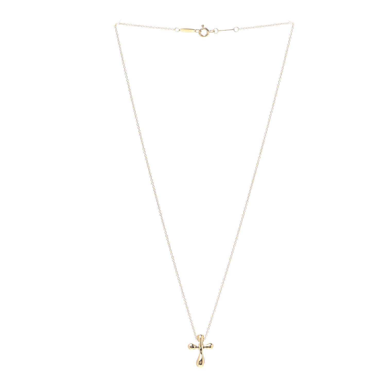 Tiffany 18K Yellow Gold 12mm Elsa Peretti Cross Pendant Necklace 3 of 4