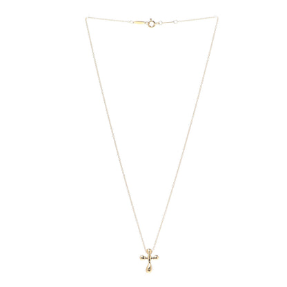 Tiffany 18K Yellow Gold 12mm Elsa Peretti Cross Pendant Necklace 3 of 4