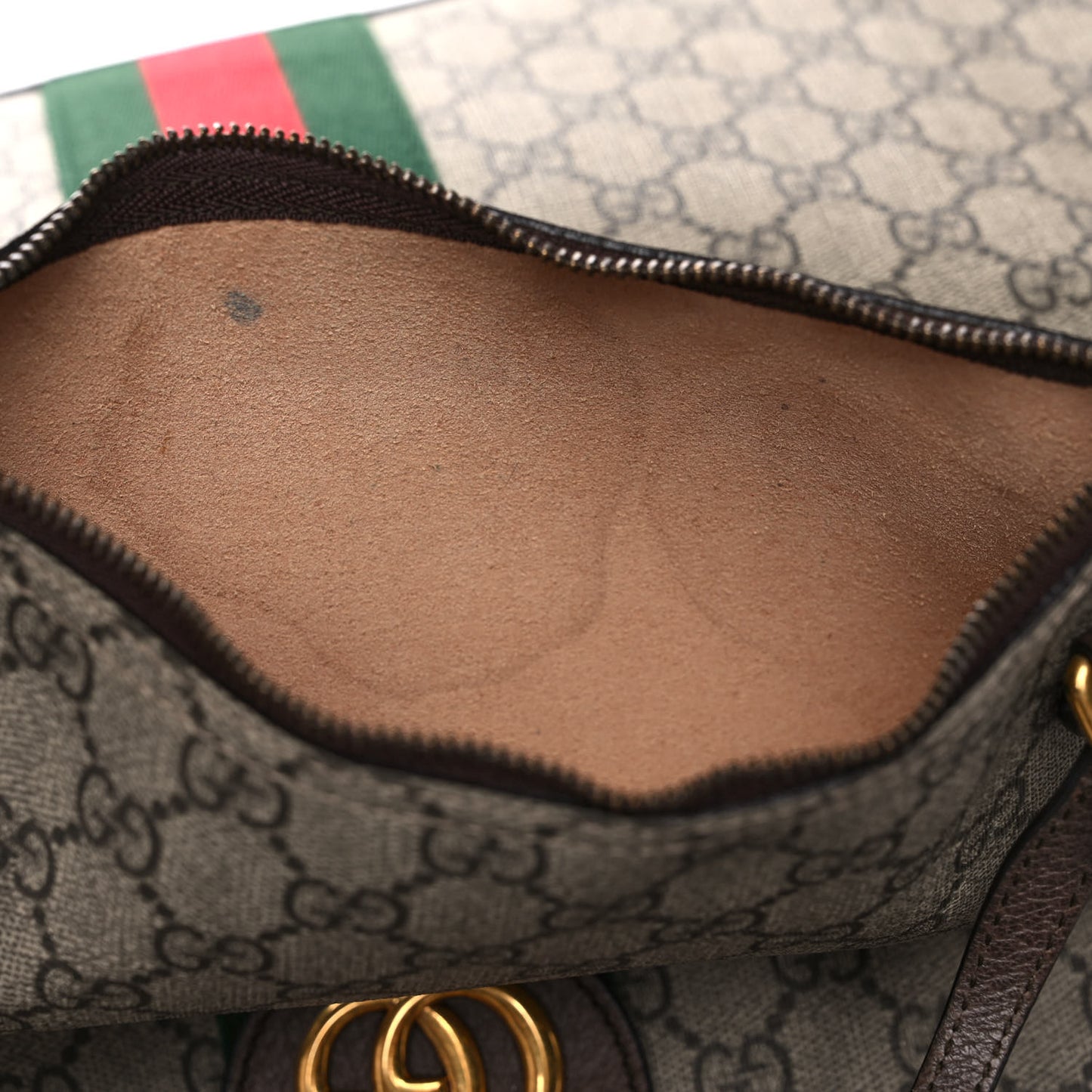 GG Supreme Monogram Web Large Ophidia Tote Brown