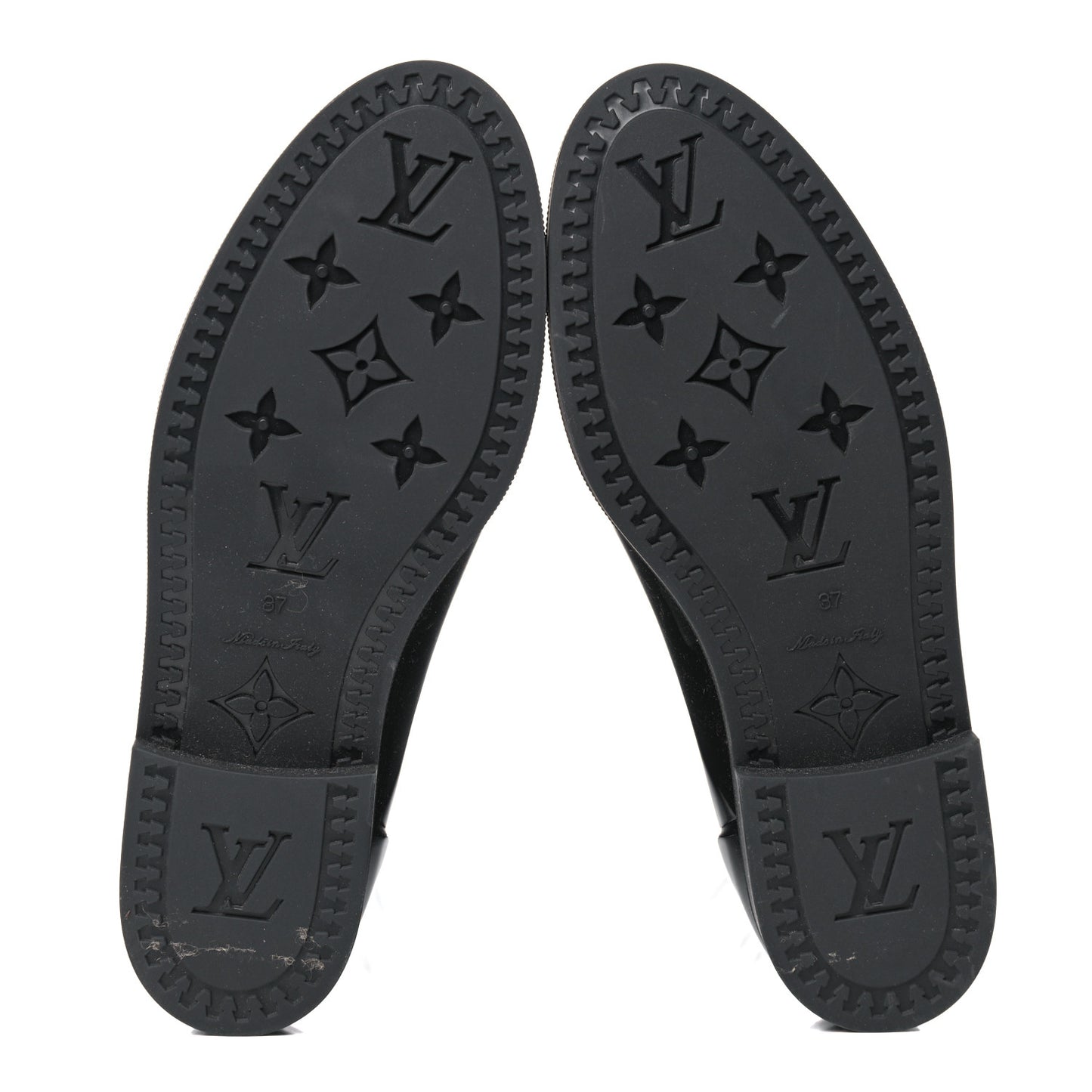 Rubber Embossed Monogram Drops High Rain Boots 37 Black
