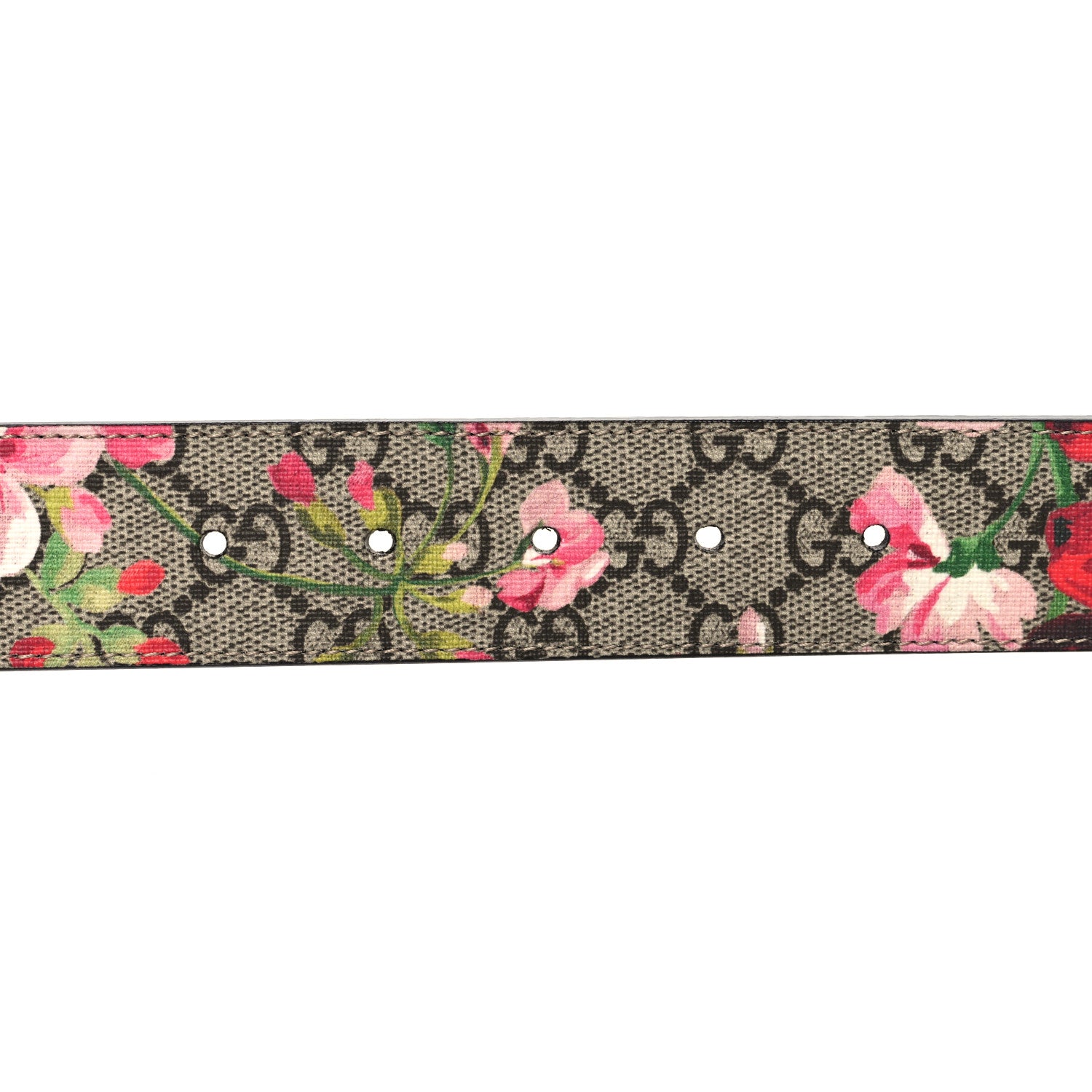 Gucci GG Supreme Monogram Blooms Moon Calfskin Interlocking G 37mm Belt 80 32 Beige Ebony Multicolor Dry Rose 3 of 6