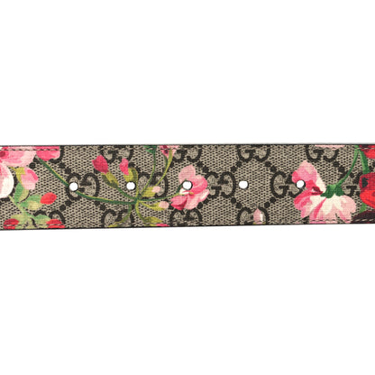 Gucci GG Supreme Monogram Blooms Moon Calfskin Interlocking G 37mm Belt 80 32 Beige Ebony Multicolor Dry Rose 3 of 6